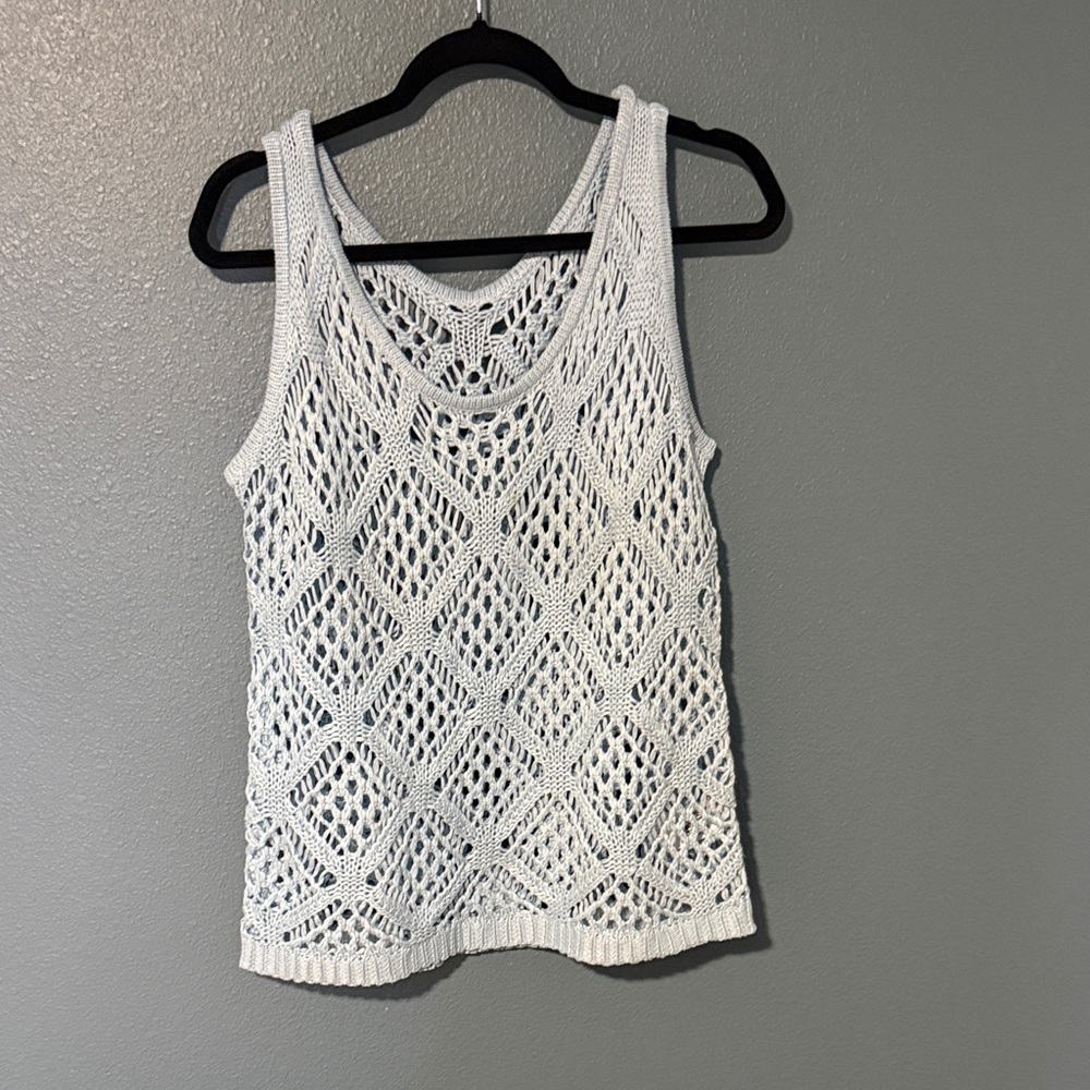 White Crochet Knit Tank Top #1